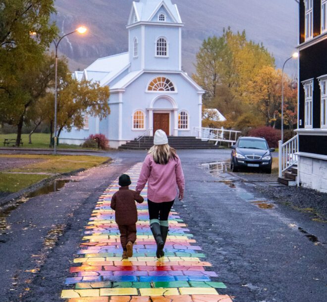 The rainbow street in Seyðisfjörður